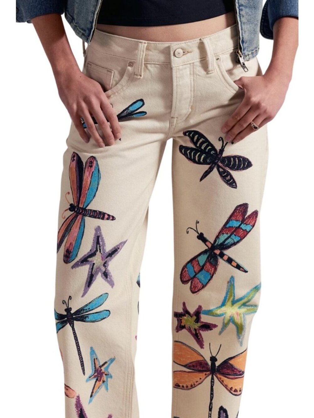 Free People We The Free Tennessee Low Rise Illusions Jeans Dragonfly Size 25 New - Picture 6 of 16